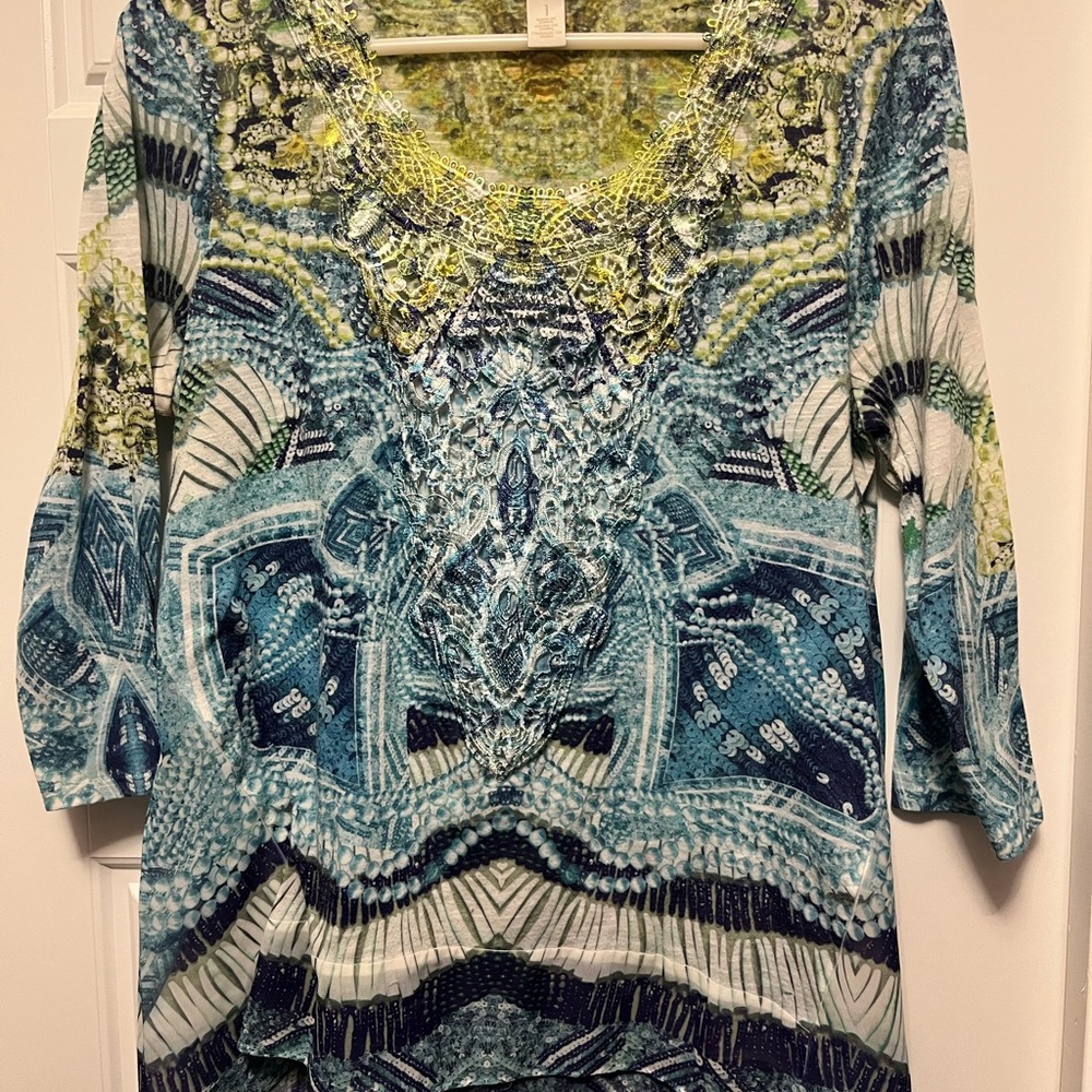 Chico's Multicolor Abstract Blouse - Picture 2 of 4